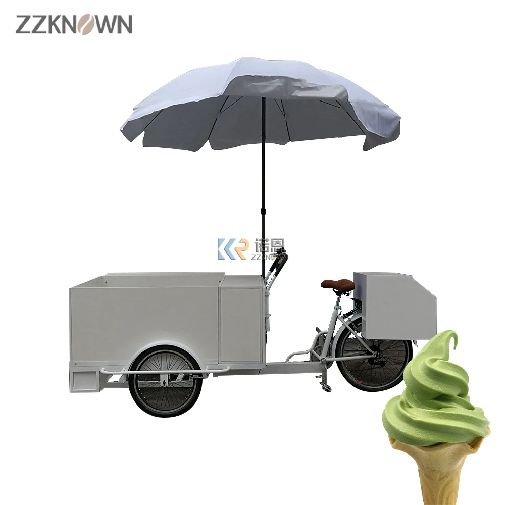 Electric Street Ice Cream Cart Bike Freezer Pedal Food Vending Carts for Sale Reverse Trike 3 Wheel Bicycle