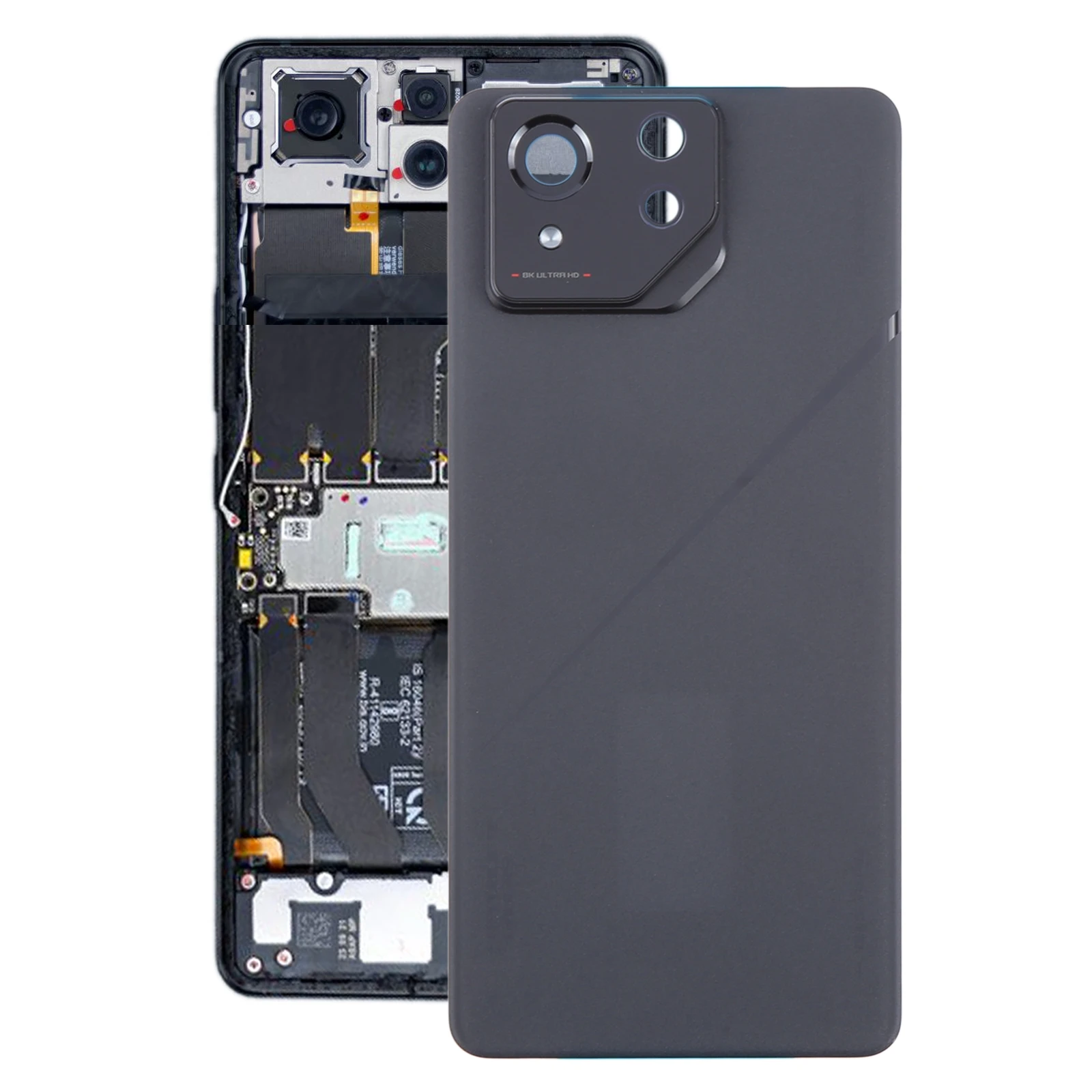 Glass Battery Back Cover for Asus ROG Phone 8 Pro AI2401 with Camera Lens Cover Phone Rear Housing Case Replacement