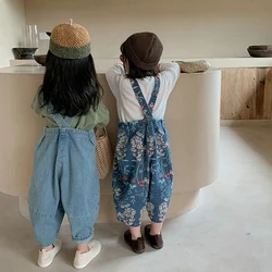 Summer Boys And Girls Pants Denim Overalls Suspenders Jumpsuit  Spring Baby Kids Trousers Casual Rompers Children'S Clothing