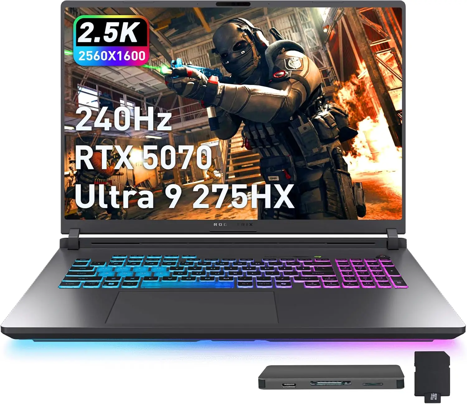 

ASUS ROG Strix G18 GeForce RTX 5070 8 ГБ, Intel Ultra 9 275HX, 64 ГБ DDR5, 5 ТБ хранилище (4 ТБ SSD + 1 ТБ док-станция)