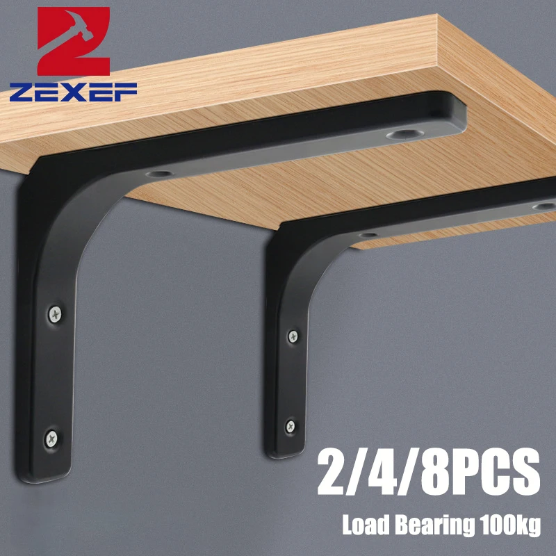 ZEXEF Soportes para estantes estantes de pared flotantes en forma de L soporte de orificio de acero inoxidable blanco y negro hardware de soporte para el hogar