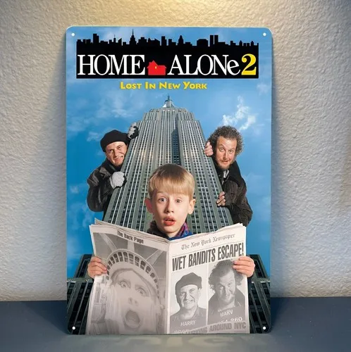 Y1, Home Alone 2 Lost In New York Film-Metallposter, Blechschild – 20 x 30 cm große Platte – Aluminium