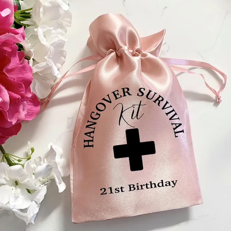 5pcs Rose Gold 21st  Birthday Hangover Recovery Survival Kit Gift bag Twenty First happy Birthday Party decoration welcome Favor