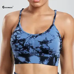 CHRLEISURE Tie Dye reggiseno sportivo intimo Fitness donna con imbottitura sul petto canotta da allenamento elastica sottile gilet atletico abbigliamento da palestra