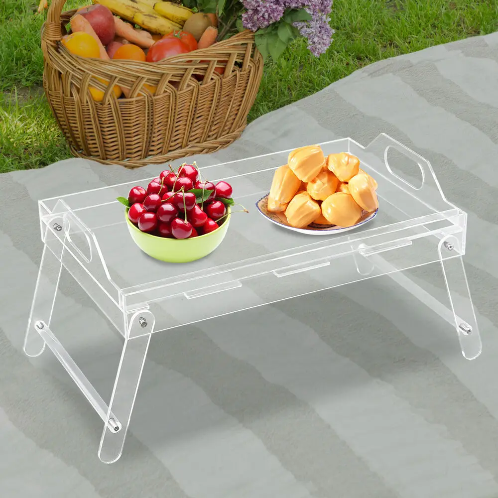 

Acrylic Bed Tray Breakfast Serving Table Laptop Desk with Foldable Legs