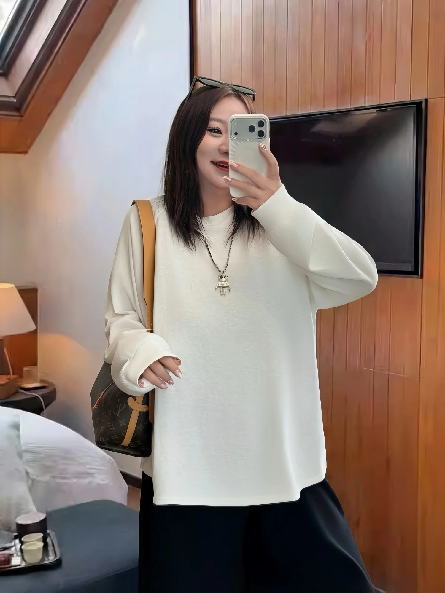 

Slimming Effect Casual Long Sleeve round Neck Sweatshirt plus Size Women's Spring New Style Loose Fit Comfortable Top