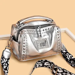 Brand Designer Handbag Women 2024 Trend Fashion Rivet Leather Messenger Bag High-Grade Large Capacity Chic Point Shoulder Bag