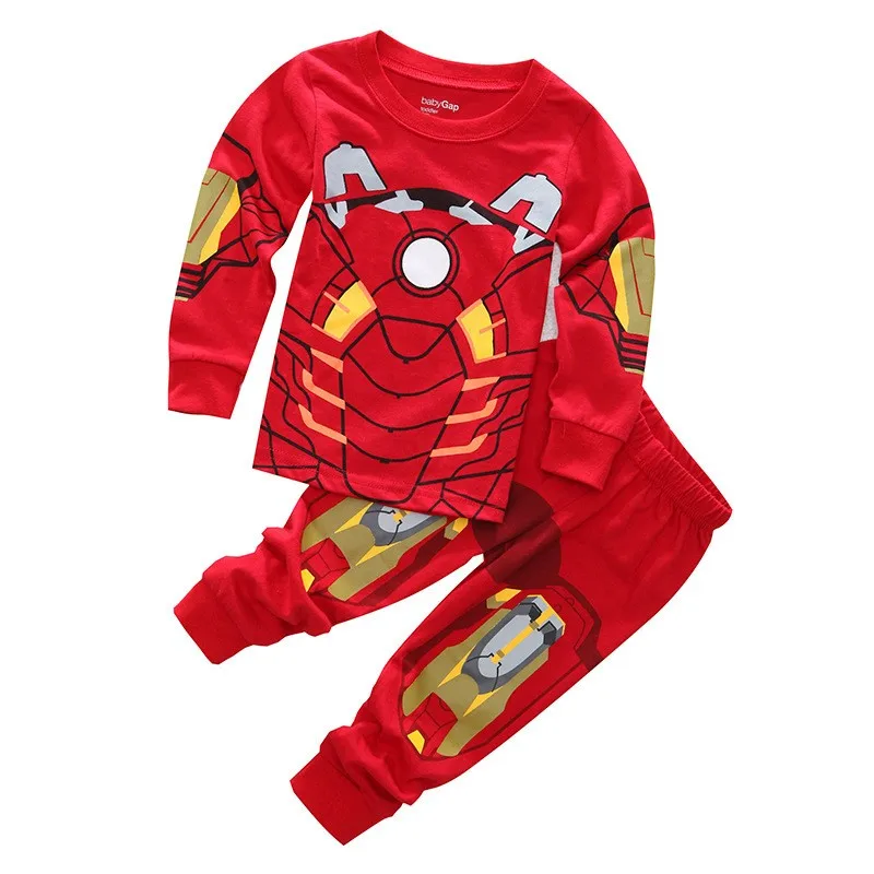 New Children\'s Set Kids Sleepers Boys Girls Super Hero Cartoon Long Sleeve Pyjamas Sleepwear 2-7T Baby Pyjamas 2Piece Set