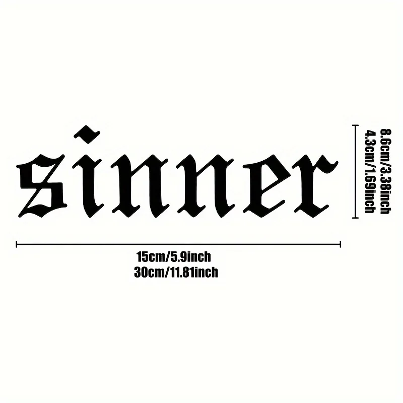 1PC Sinner Car Sticker Gothic Sinner Motorcycle Stickers Waterproof for Helmet Fuel Tank Self-adhesive Car Window Vinyl Decals