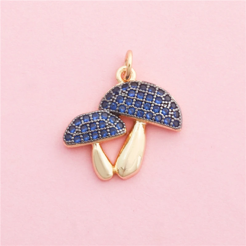 10pcs Brass Inlaid Zircon Mushroom Charms Pendants Accessories 19x20MM For Jewelry Making Diy Necklace Bracelet