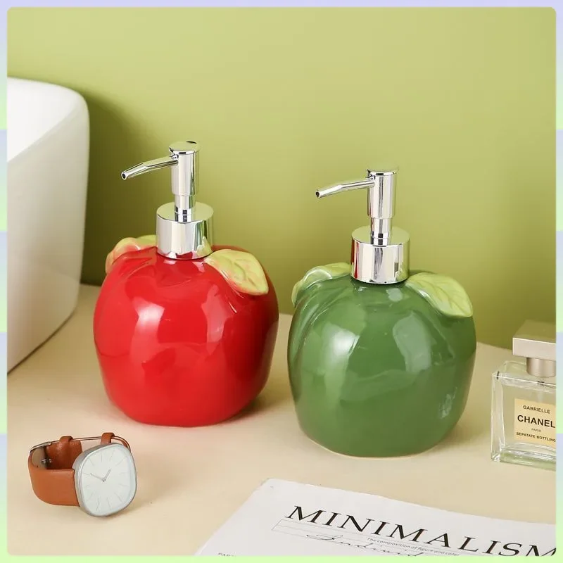 500ML Apple Ceramic lotion Bottle Ceramic Press Bottle Toilet Wash Shampoo Shampoo Empty   Split Bottle shampoo dispense