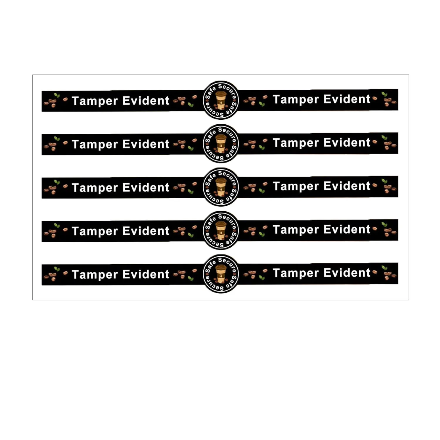 Coffee Safe Secure Tamper Evident Seals Stickers 1x9 inch Coffee Drink Safety Secure Tamper Evident Food Seals Labels 250pcs