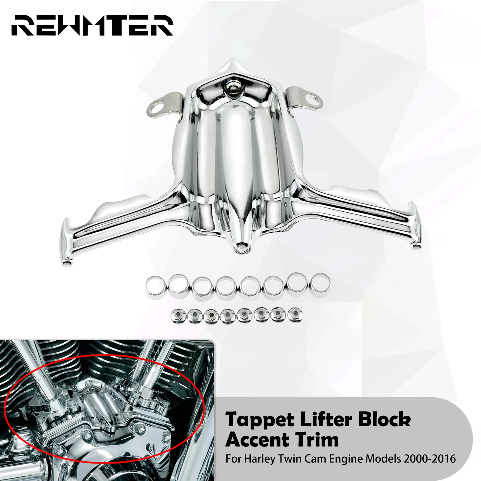 

Motorcycle Tappet Lifter Block Accent Trim Cover For Harley Twin Cam 00-2017 Touring Road King FLHX FLHT Dyna Softail Breakout