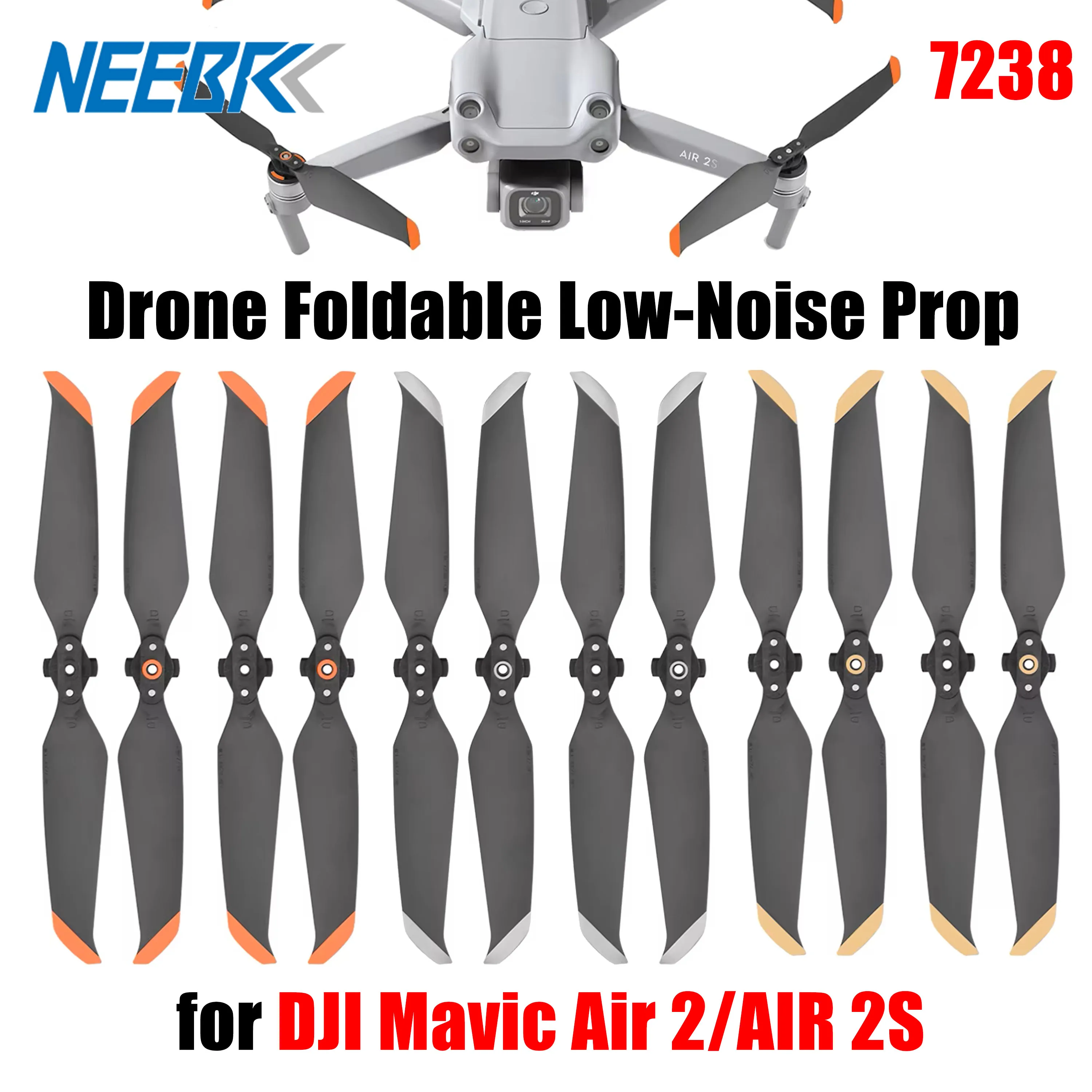 7238 Drone Low-Noise Blade Prop CW/CCW Noise Reduction Propellers for DJI Mavic Air 2/AIR 2S Quadcopter Replacement Accessories