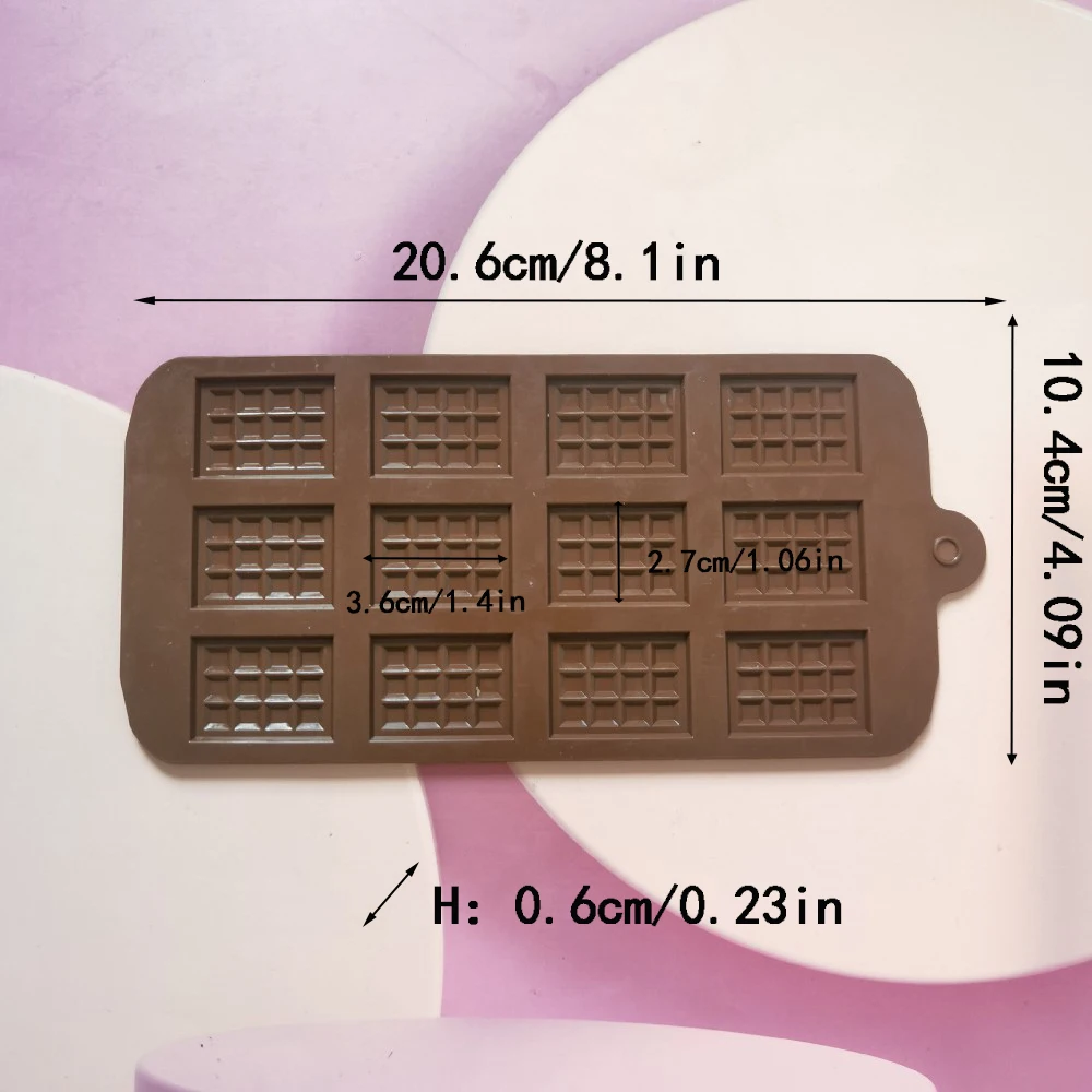 12 Holes Chocolate Mold Silicone Mold Fondant Waffles Molds DIY Candy Bar Mould Cake Decoration Tools Kitchen Baking Accessories