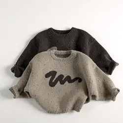 2024 Winter New Children Casual Sweater Fashion Kids Girls Colorful Point Alpaca Wool Sweater Baby Boys Knitted Pullover