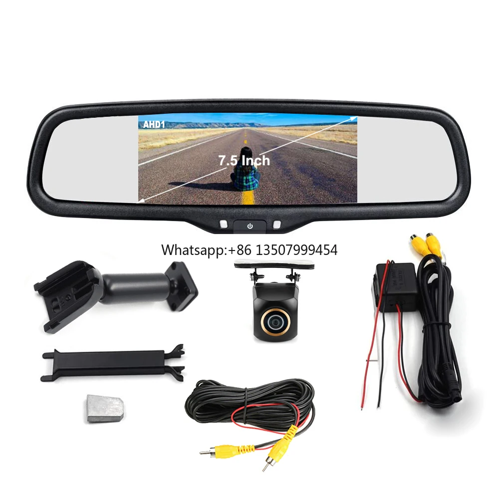 Londintech 7.5 Inch Car Rear View Mirror Monitor AHD Screen No1 Bracket Fuse Box AHD 1080P Rear View Backup Camera Reversing Kit