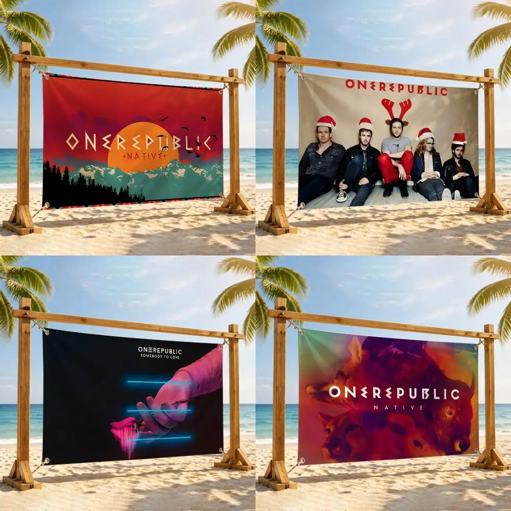 O-oneRepublic Rock Band Flags Flag Tapestry Outdoor Decor Flaga Decorative Home Objects Barber Shop Decoration