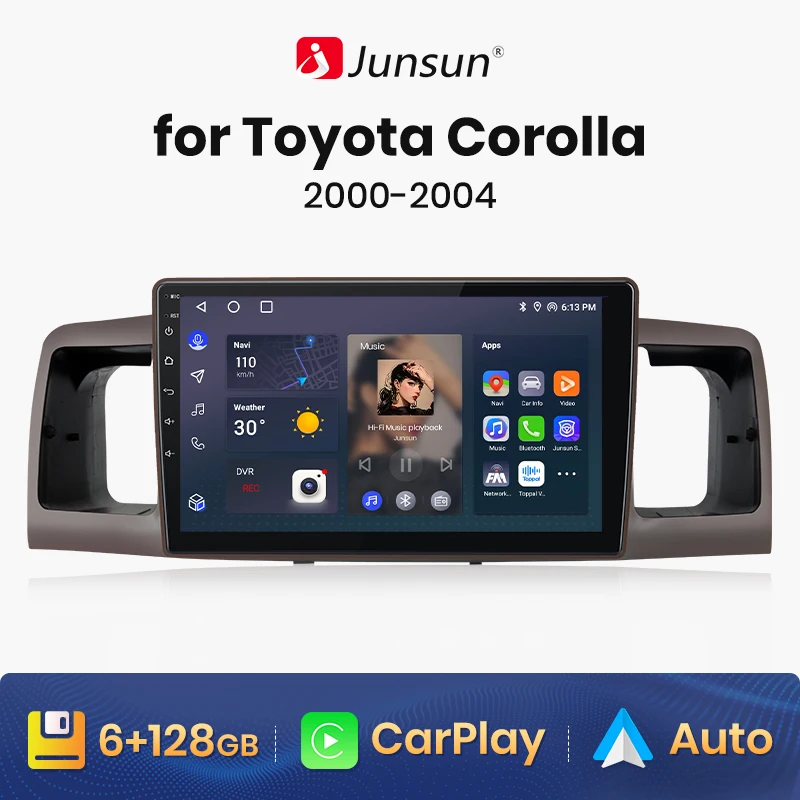 

Junsun V1 AI Voice Wireless CarPlay Android Auto Radio for Toyota Corolla E130 E120 2000-2004 4G Car Multimedia GPS 2din