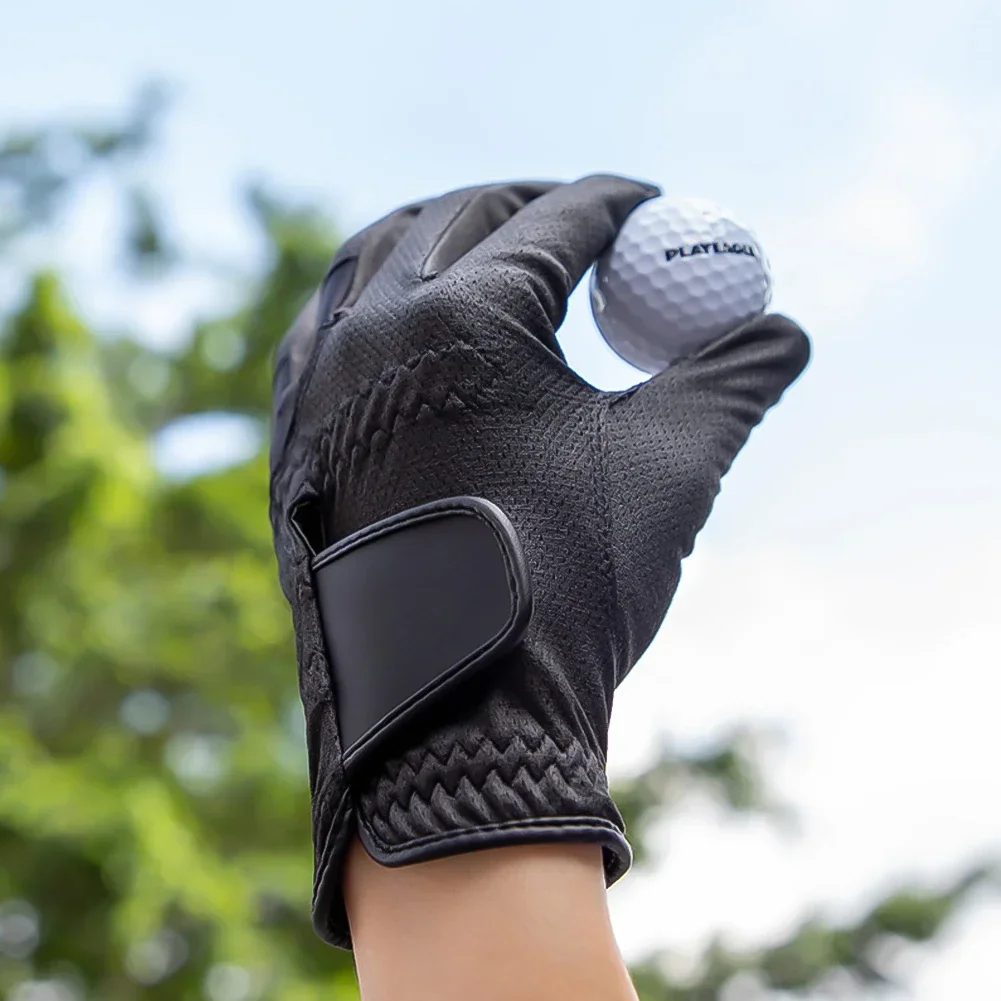 Black Golf Glove Men's Left Right Hand Micro Soft Fiber Breathable Golf Gloves for Men Women Golf Accessories