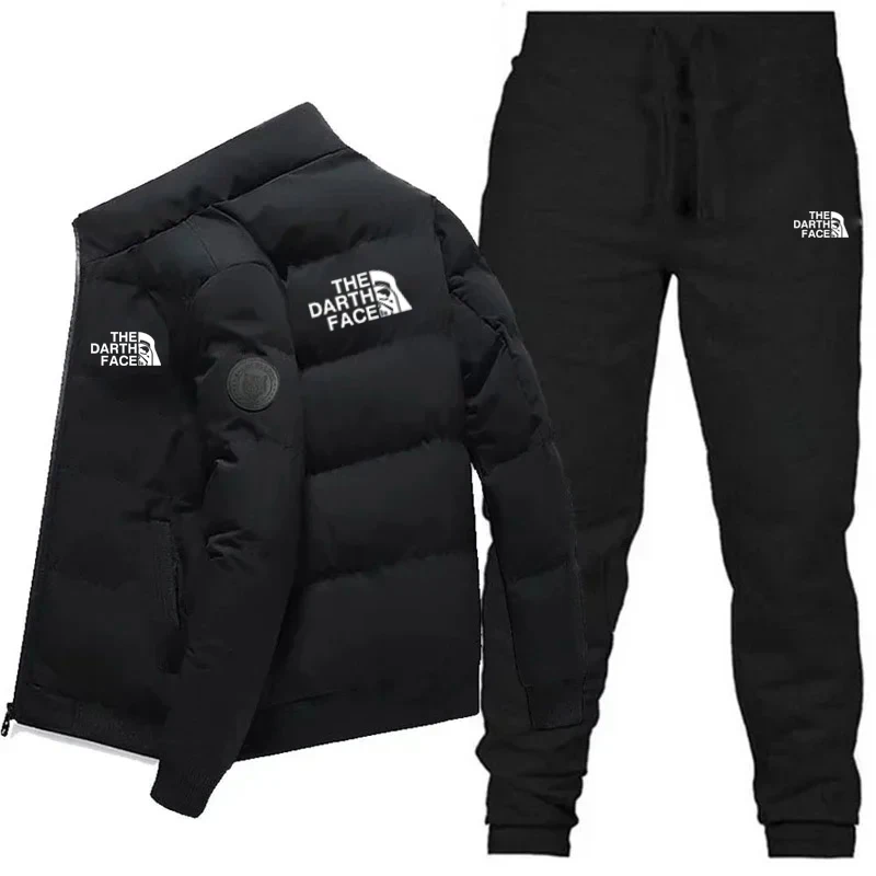 2024 Fashion Mens Jacket Sets Cotton-padded Jacket+Sweatpants 2 Piece Set High Quality Autumn Winter Daily Casual Jogging Suit