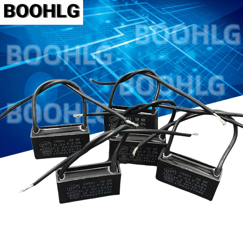 5PCS 0.5UF 450VAC Fan Start Capacitor 450VAC 0.5UF 450V CBB61 Ceiling Fan Electric Fan