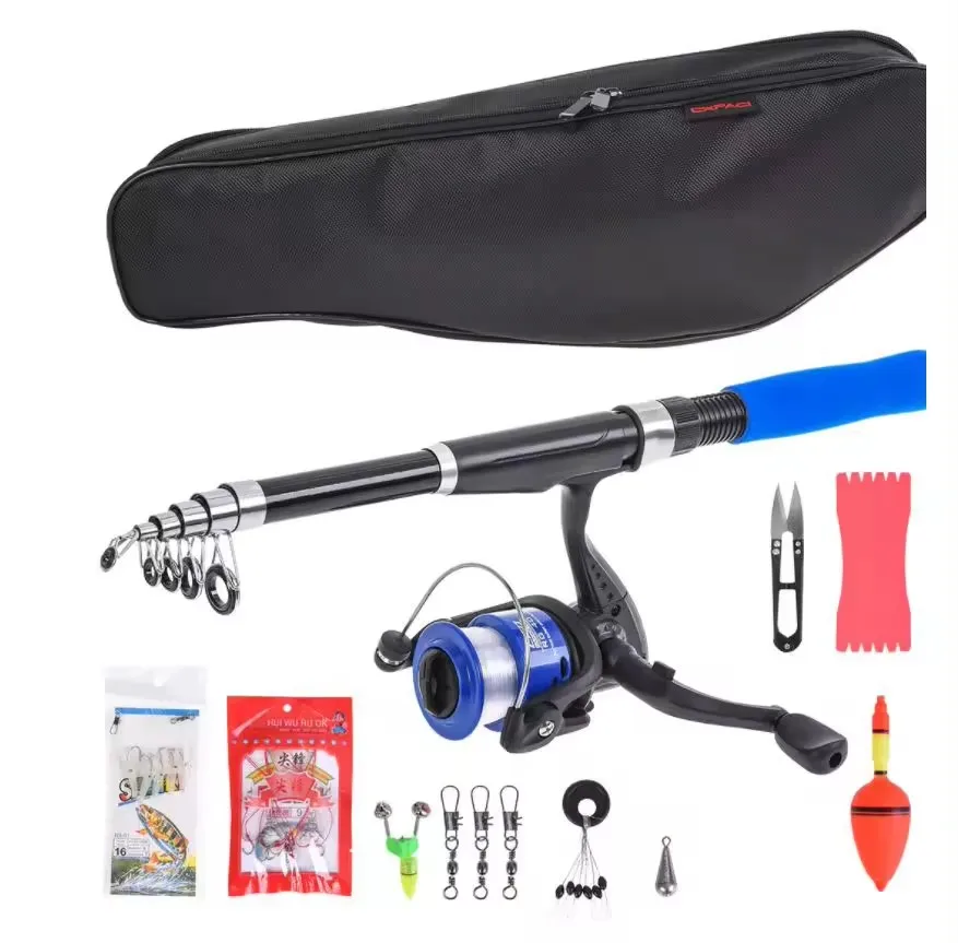 Professional Complete  210cm Telescopic Fishing Rod And Reel Combo Set Kits