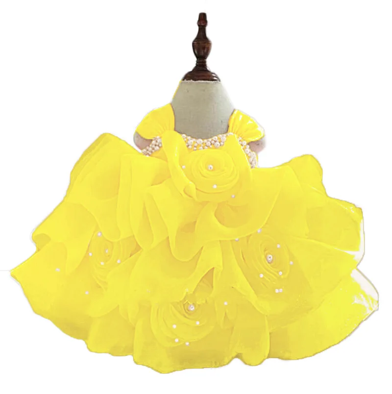 Maßge schneiderte niedliche knielange Rosette Blume Prinzessin Ballkleid Blumen mädchen Geburtstag Karneval Festzug Leistung Party kleid