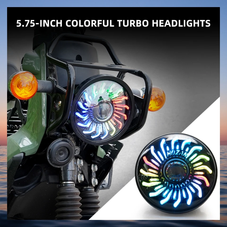 

5.75-inch motorcycle RGB cool color light type, LED yellow rotating light, APP adjustable multiple light colors