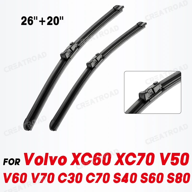 Wiper Front Wiper Blades For Volvo XC60 XC70 V50 V60 V70 C30 C70 S40 S60 S80 Windshield Windscreen Window Brush 26\'\'20\'\'