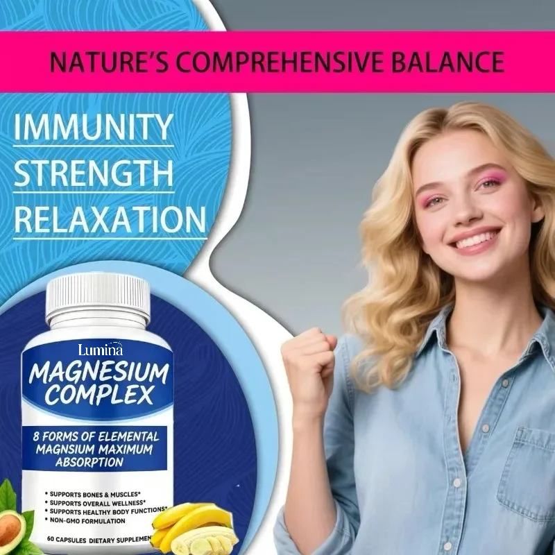 Magnesium Complex 1000mg, 8 Forms - Glycine, Citric Acid, Malic Acid, Taurine 60 Capsules  Musculoskeletal Health Support