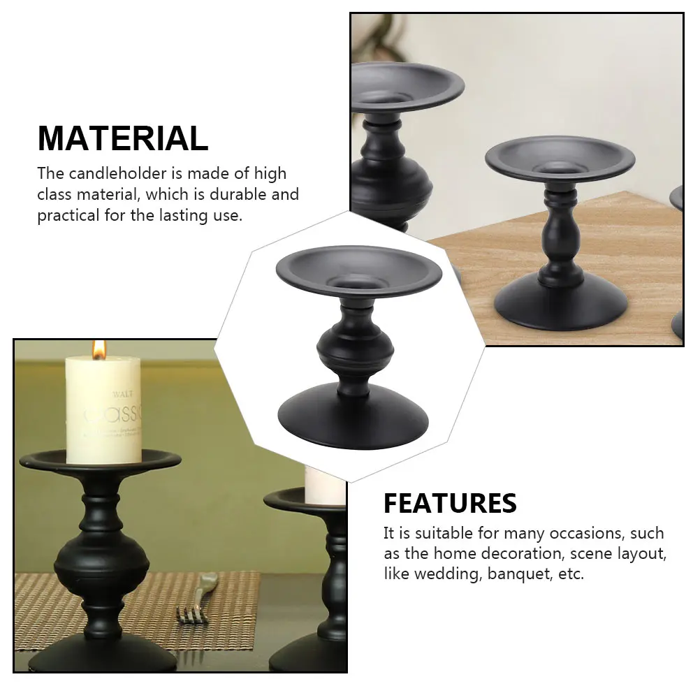 

Creative Retro Iron Holder Elegant Vintage Candlestick Non-Slip Stable Tabletop Home Wedding Decoration Decorative