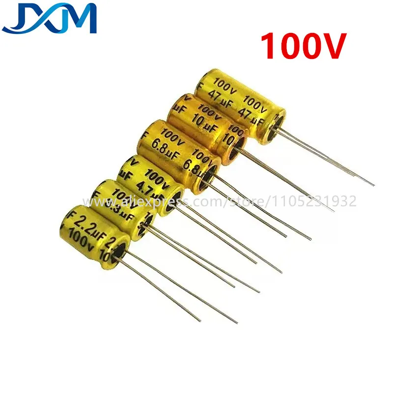 10pcs/lot 100V Audio Frequency Crossover Vertical NP Non-Polar Electrolytic Capacitor 3.3UF 4.7UF 5.6 6.8 10 22 33uF47uF68 100UF