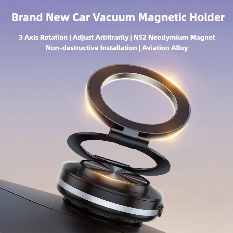 C2 New Car Magnetic Vacuum Adsorption Bracket 360° Rotating Navigation Mobile Phone Holder Universal Car Phone Folding Stand