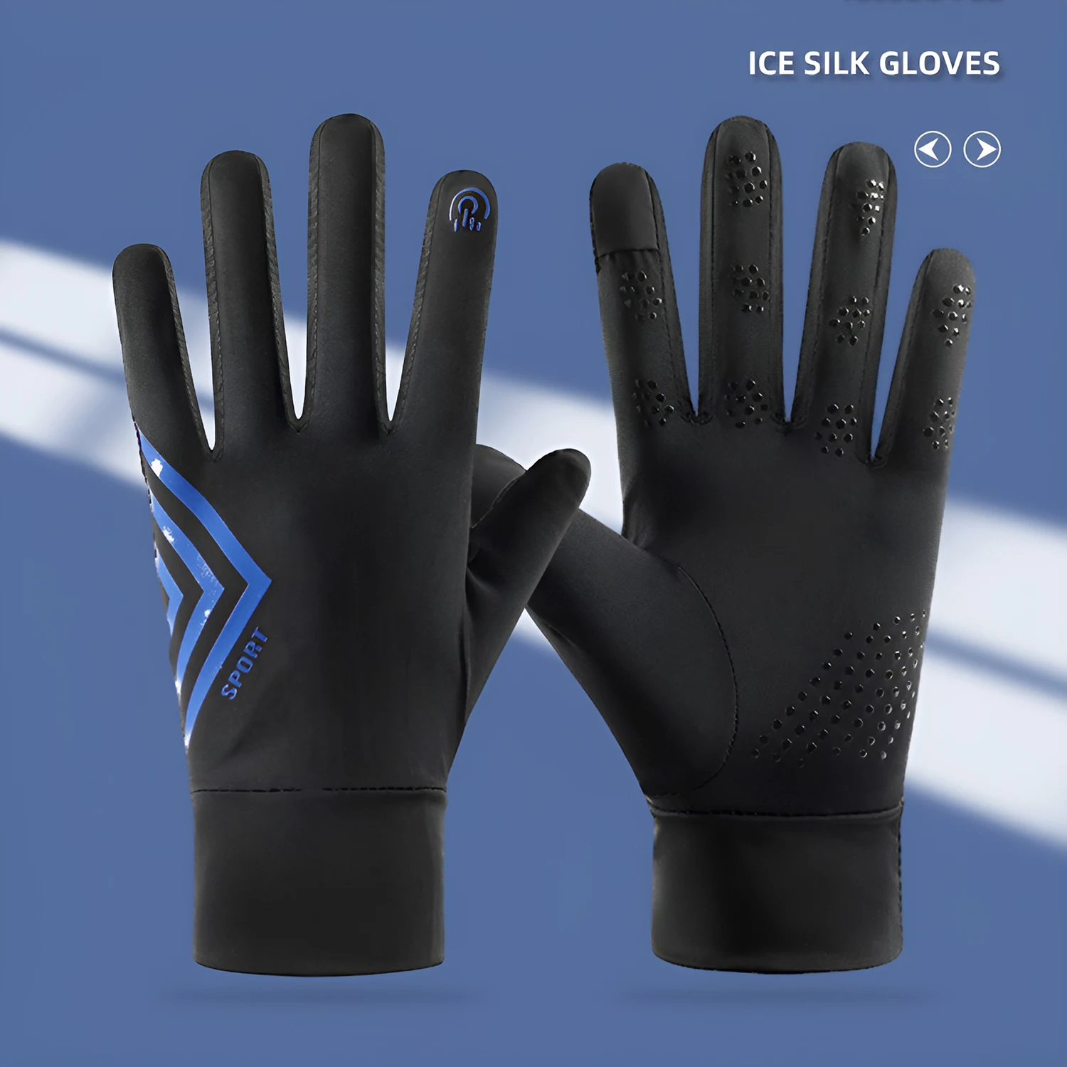 

Lightweight Running Gloves，Breathable Antiskid Gloves Summer UV Sun Protection Non-Slip Touchscreen Ice-Silk Sunblock Gloves