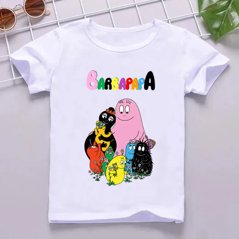 Hot Sale Cute Barbapapa Print Cartoon Kids T shirt Funny Girls Summer Tops Baby Boys Clothes Children Short Sleeve T-shirt