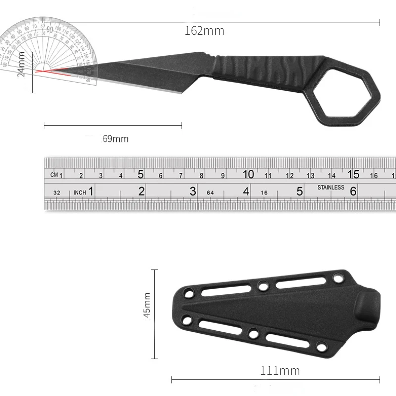 Imagem -05 - Colar ao ar Livre Mini Pendurado Faca Edc Portátil Faca Reta Multifuncional Faca de Autodefesa Acampamento Churrasco Novo