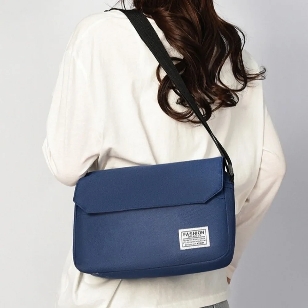Solid Color Men's Messenger Bag Large Capacity Adjustable Strap Nylon Shoulder Bag Multi-pocket Minimalist Crossbody Bag