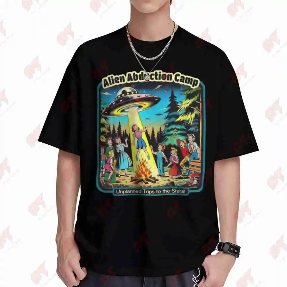 Alien Abduction Camp UFO Short Sleeve Tee 100% Cotton T-Shirt