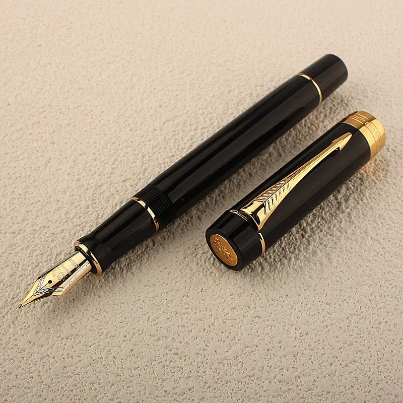 Imagem -06 - Jinhao Centenário Caneta-tinteiro de Resina Clipe Dourado Preto Iridium ef f m Bent Nib com Conversor Office Pen For Business 100