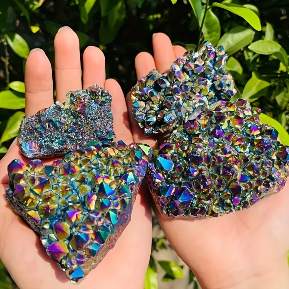 Electroplating Color High Quality Titanium Aura Quartz Crystal Cluster Iridescent Chakra Crystal For specimen decorative crafts