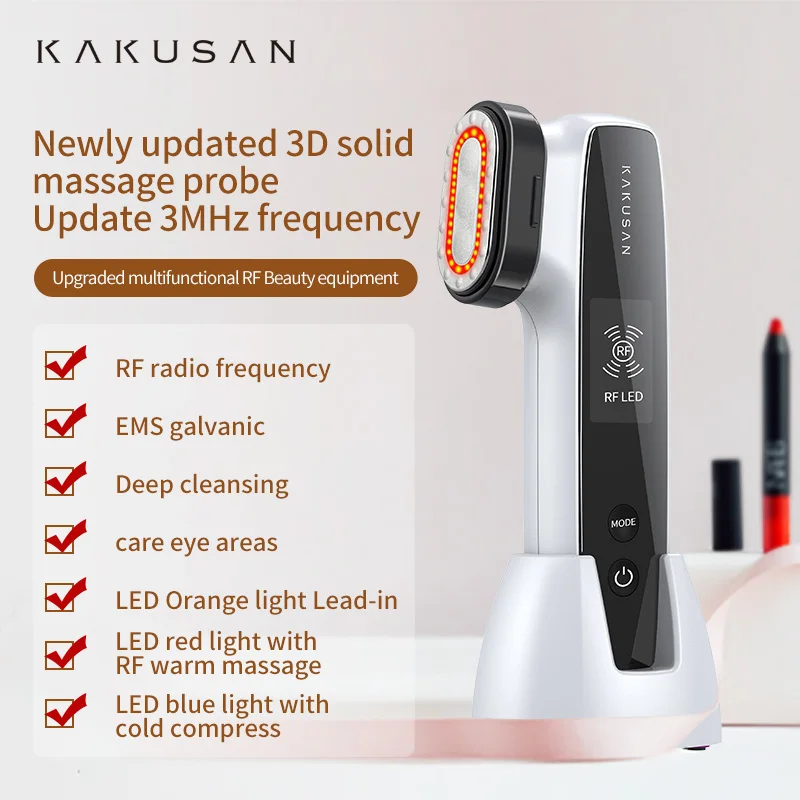 KAKUSAN المحمولة RF 3 MHZ معدات التجميل العناية بالوجه الجلد تشديد الوجه رفع جهاز تجميل للاستخدام المنزلي #4