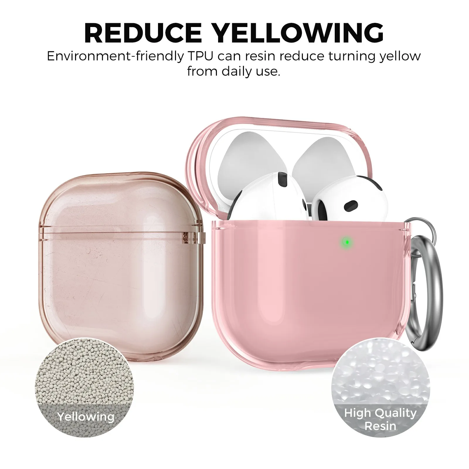 AHASTYLE WG164 لأجهزة AirPods 4 حافظة بتصميم منفصل من مادة TPU مع مجموعة أقلام تنظيف وحلقة تسلق - وردي #5