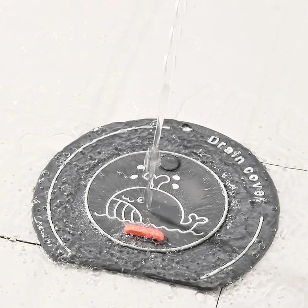 Silicone Floor Drain Cover Cartoon Whale Anti-insect Floor Drain Mat Anti-odor Anti-blocking Sewer Filter Pad