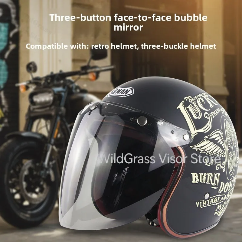 Open Face Helmet Visor Motorcycle Helmet Bubble Lens 3-Snap Bubble Wind Shield Visor Anti-UV /Anti-fog Motorcycle Helmet Lens