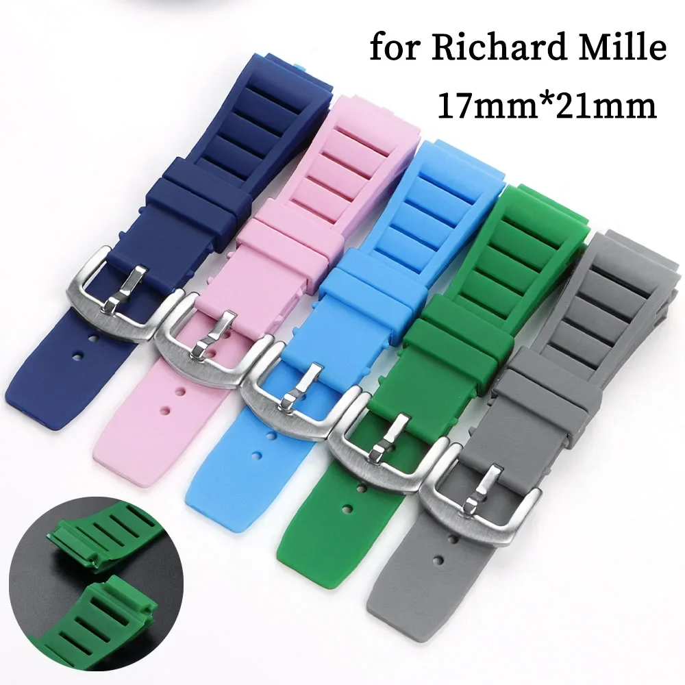 17mm*21mm Silicone Watch Strap for Richard Mille Soft Rubber Watchband Men Women Waterproof Sport Replacement Bracelet Accessory