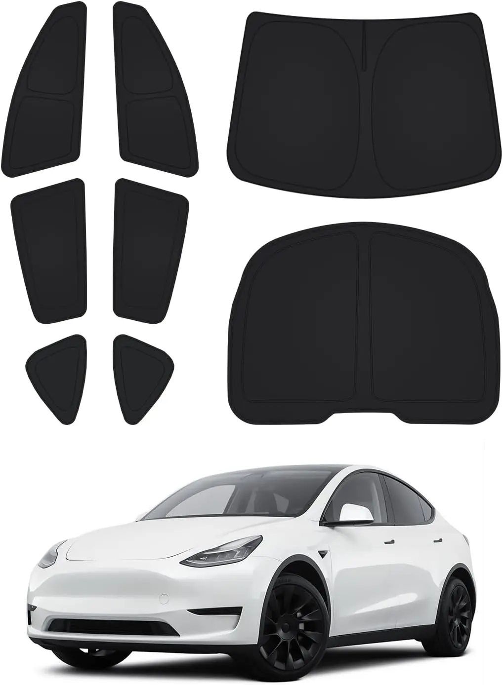 

Tesla Model Y Window Sun Shade Set for 2020-2024, Black 8PCS Privacy Cover Keeps Vehicle Cool During Camping