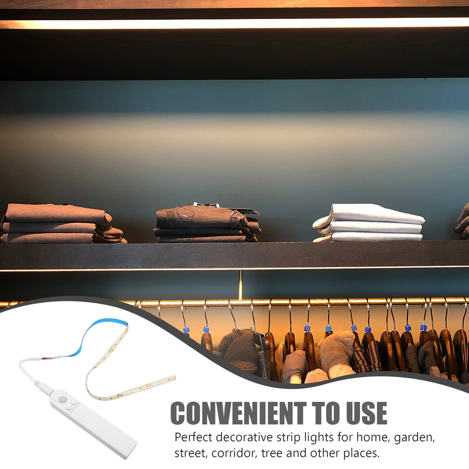 

Warm White LED Strip Light with Motion Sensor No Needed Touchable Safe Low Power High Brightness Decoration for Home