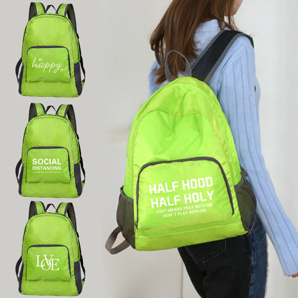 2026 Backpack Women Portable Travel Camping Rucksack Men Outdoor Sports Pack Foldable Waterproof Backpacks Text Series Organizer