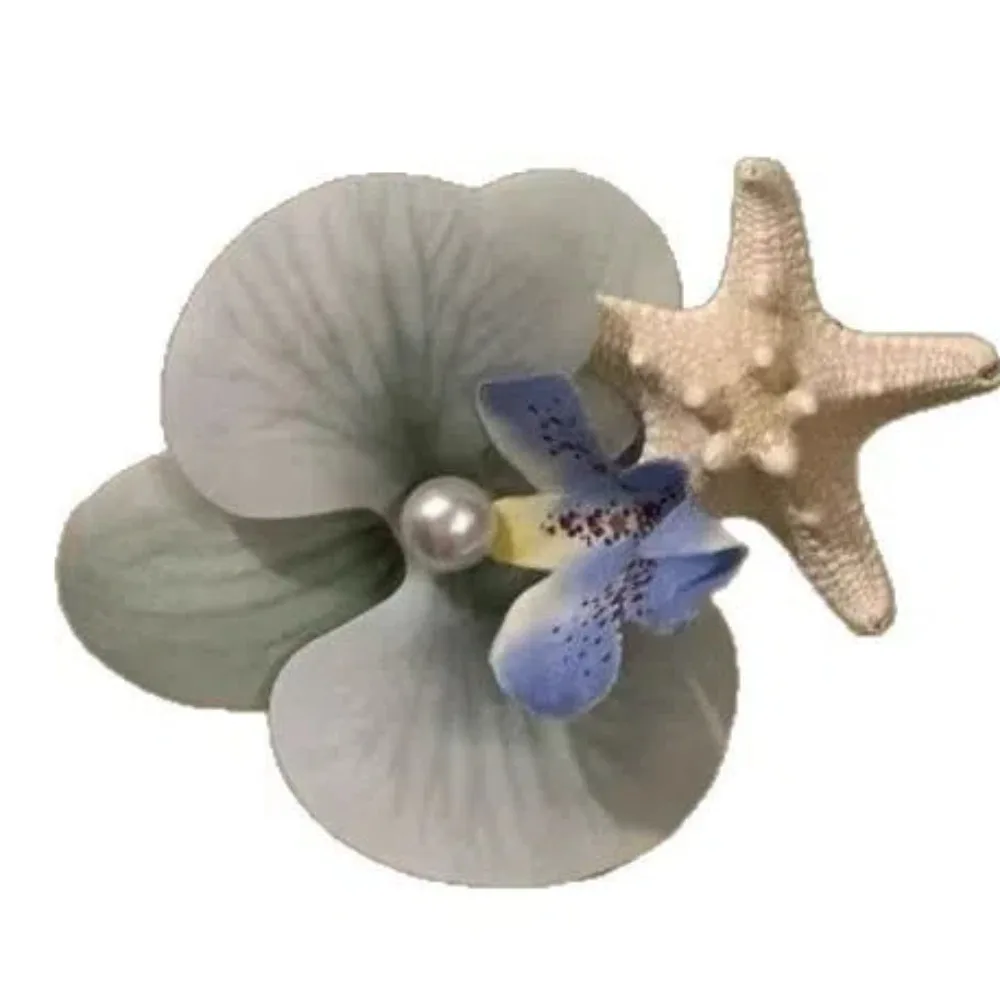 

Simple Sweet Orchid Flower Hairpin Resin Ocean Series Starfish Hair Clip Bohemian Style Duckbill Clip Women Side Clip Daily